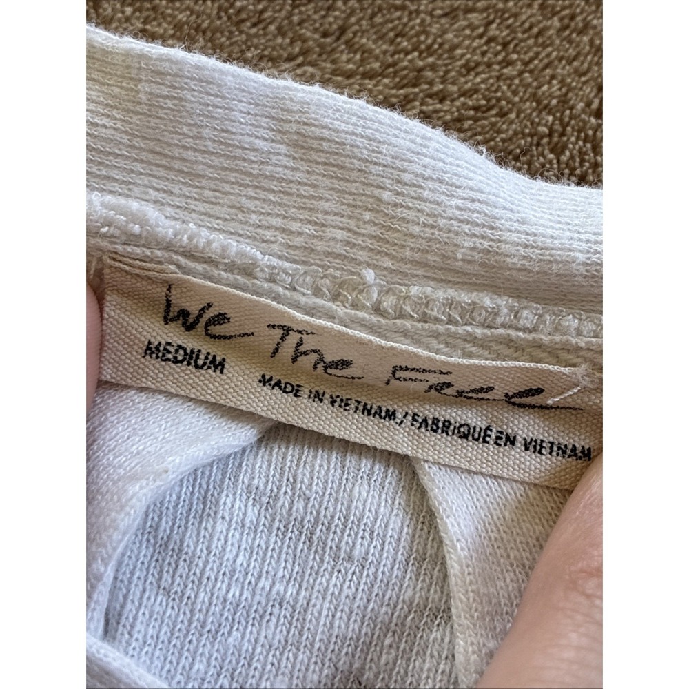 Free People Women's Top Medium Cream Heritage Slub Henley Granola Girl Oversized - Picture 6 of 14